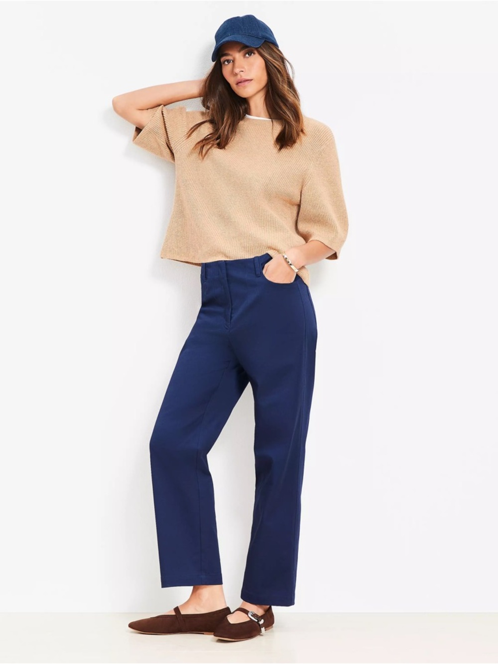 LOFT Navy Straight-Leg Pants for Women